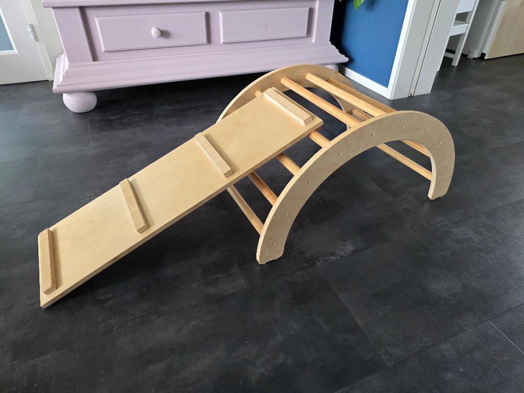 Montessori klimboog / klimrek met glijbaan, Kinderen en Baby's, Speelgoed | Houten speelgoed, Ophalen, Gebruikt, Overige typen