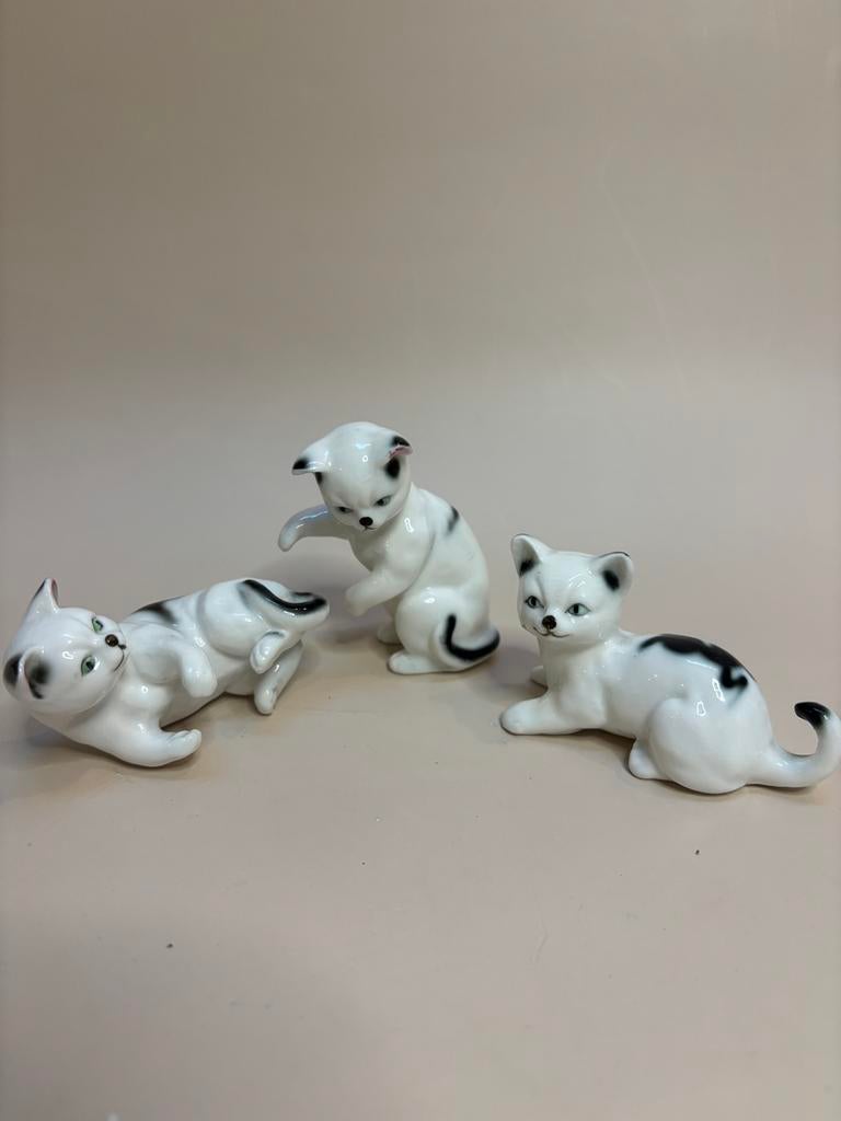 3 Shiken Fine Bone China katjes uit Japan jaren '50, Ophalen of Verzenden, Zo goed als nieuw, Dier