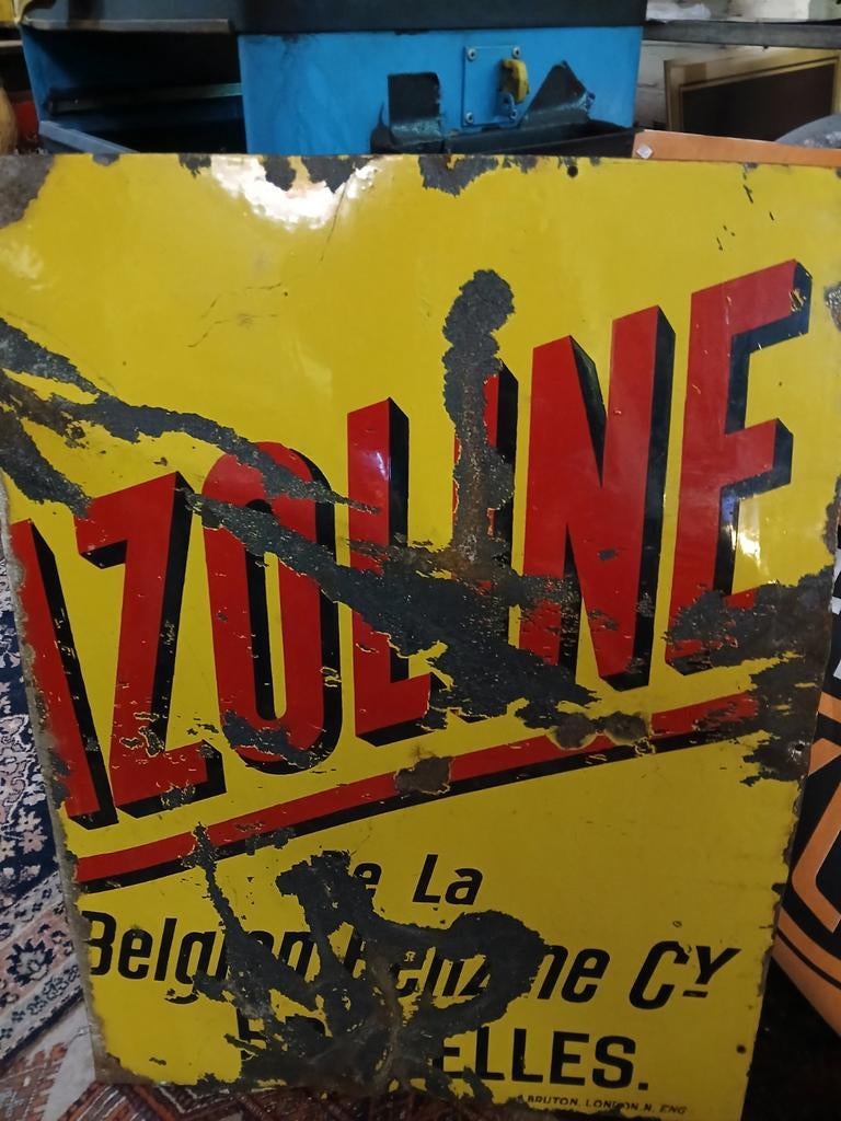 Origineel deel van emaille Shell bord, Reclamebord, Gebruikt, Ophalen of Verzenden, Brussel