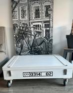 Salontafel wit hout wielen HK Living 100 x 80 opberg ruimte, Ophalen, Gebruikt, 50 tot 100 cm, Minder dan 50 cm
