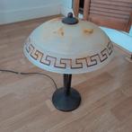 Vintage Tafellamp met Grieks Patroon, Ophalen, Gebruikt, Glas, Minder dan 50 cm