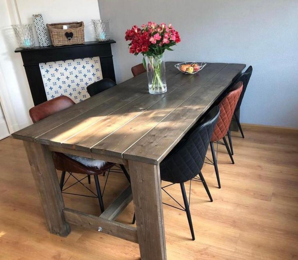 Mooie houten eettafel, Ophalen, Gebruikt, 200 cm of meer, 50 tot 100 cm