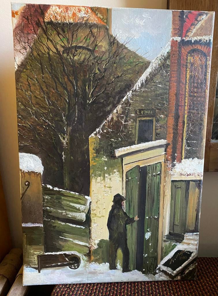 Winters schilderij, Ophalen of Verzenden