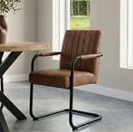 Bruine stoel 2 stuks met armleuningen, Ophalen, Gebruikt, Bruin, Stof