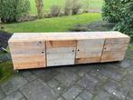 Dressoir van Steigerhout met vier deuren, Ophalen of Verzenden, Gebruikt, 25 tot 50 cm, 200 cm of meer