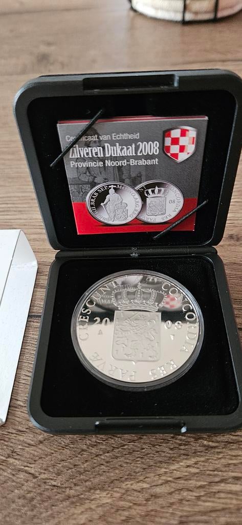 Zilveren Dukaat 2008 Noord Brabant proof in orginele doosje, Koningin Beatrix, Zilver, Losse munt, Overige waardes