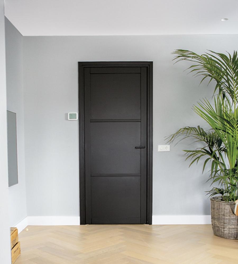 Zwarte Binnendeur Staallook Stomp | Schuifdeur | Taatsdeur, Doe-het-zelf en Verbouw, Deuren en Horren, Niet ingevuld, 80 tot 100 cm