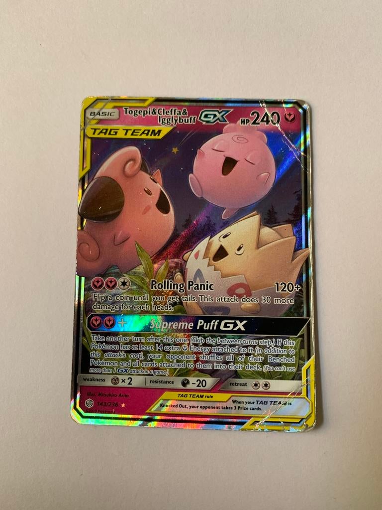 Togepi & Cleffa & Igglybuff GX 143/236, Ophalen of Verzenden, Gebruikt, Losse kaart