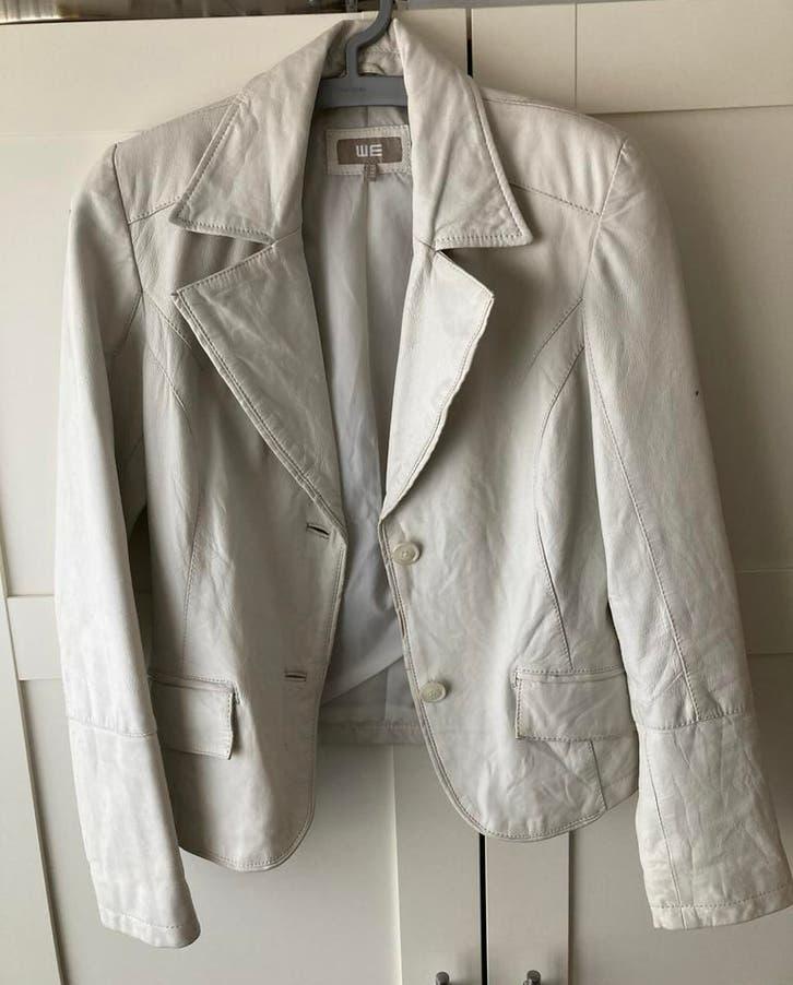 Leren jasje, Ophalen of Verzenden, Zo goed als nieuw, Maat 38/40 (M), Wit