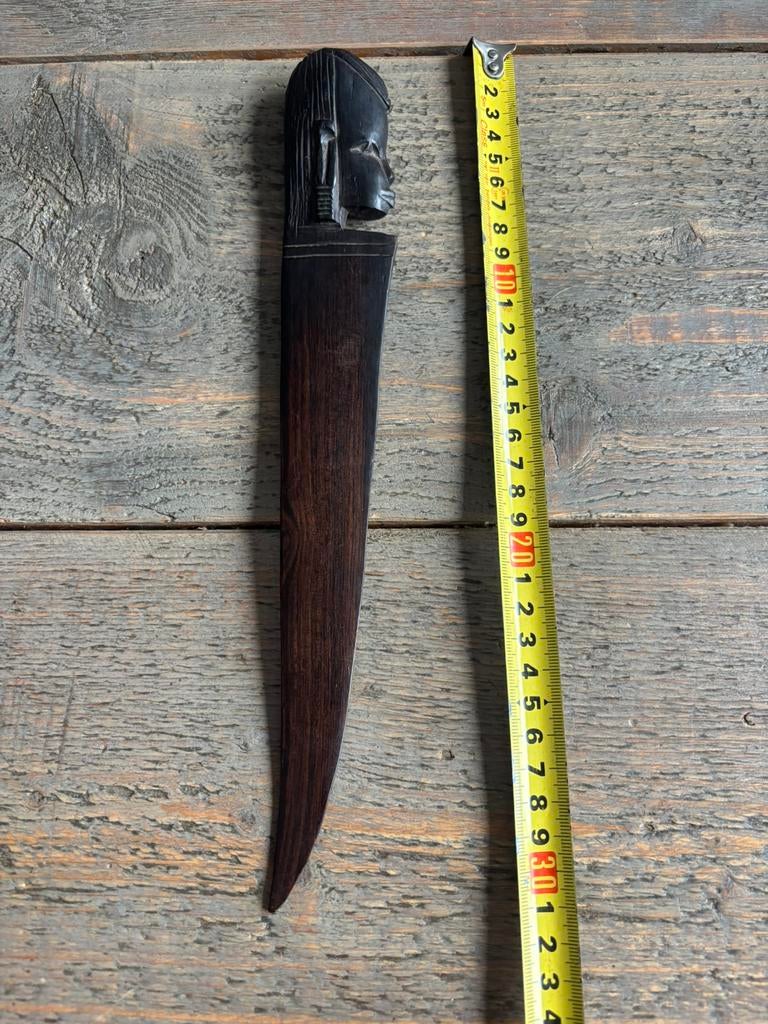 Afrikaanse houten vintage brievenopener handgesneden, Antiek en Kunst, Ophalen of Verzenden