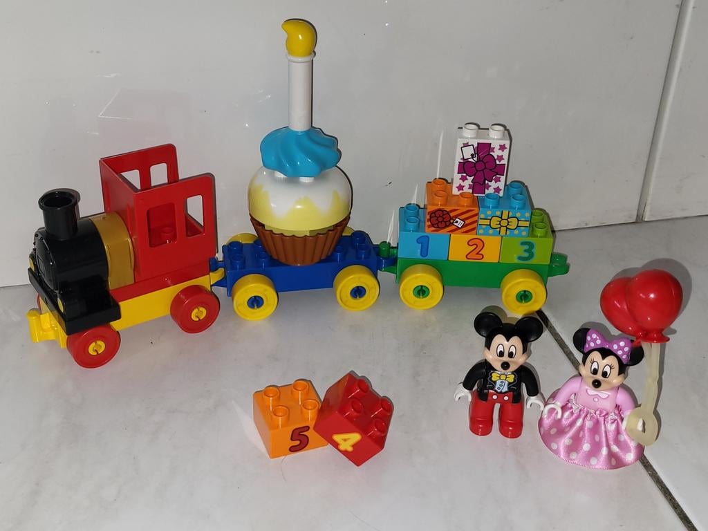 Duplo Disney Mickey en Minnie Mouse feesttrein trein, Gebruikt, Ophalen of Verzenden, Duplo, Duplo