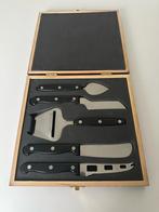 Luxe Kaasmessenset/Kaasgereedschap in Houten Presentatiekist, Nieuw, Ophalen of Verzenden, Rvs of Chroom, Vaatwasserbestendig