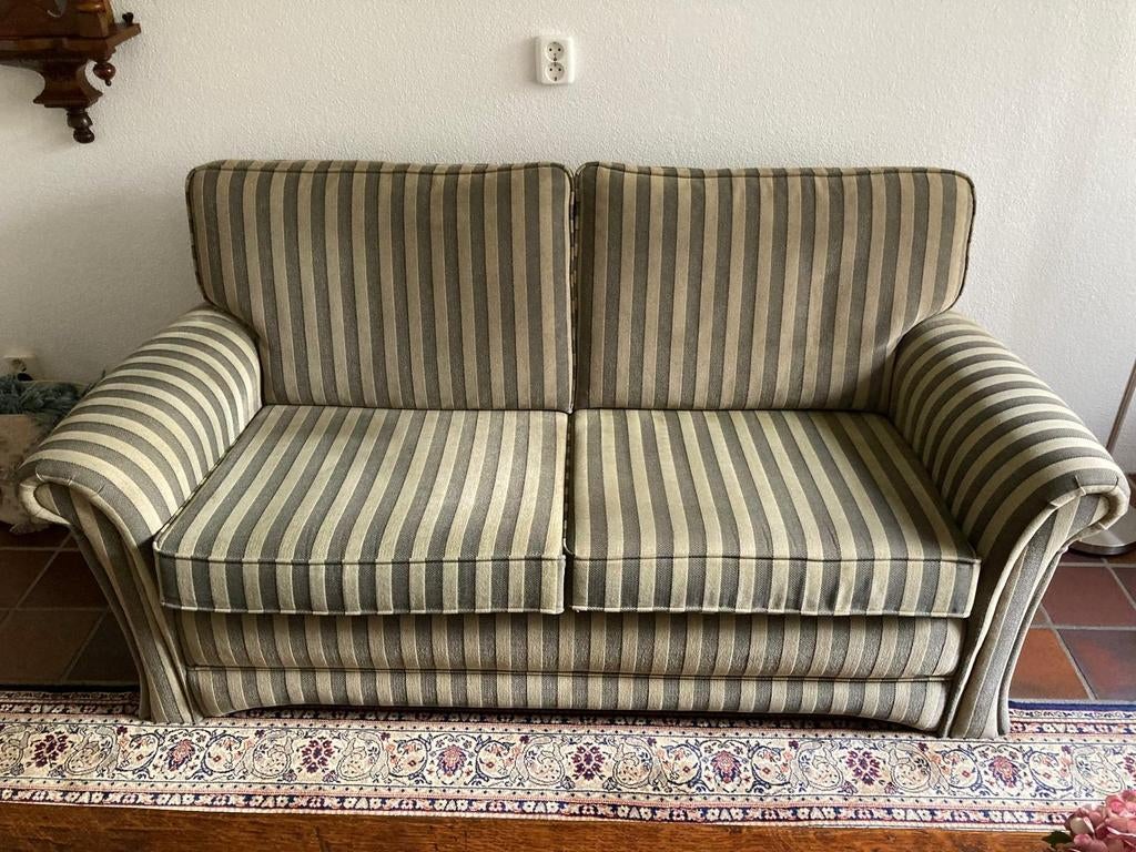 Comfortabele gestreepte tweepersoonsbank, Ophalen, Gebruikt, 150 tot 200 cm, Tweepersoons