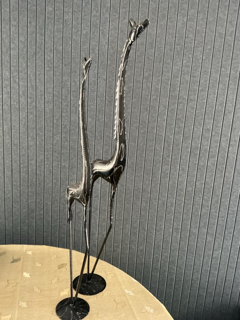 Decoratieve Giraffen Beeldjes - Metaal, Zwart, Overige stijlen, Ophalen of Verzenden, Zo goed als nieuw