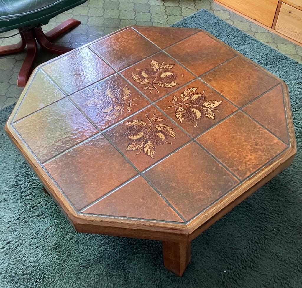 vintage salontafel uit jaren '70, Ophalen, Gebruikt, 50 tot 100 cm, Eikenhout