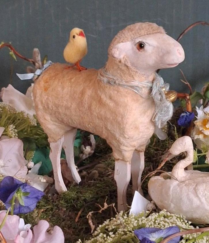 ANTIEK OUD GROOT SCHAAP 15 CM, Diversen, Pasen, Gebruikt, Verzenden