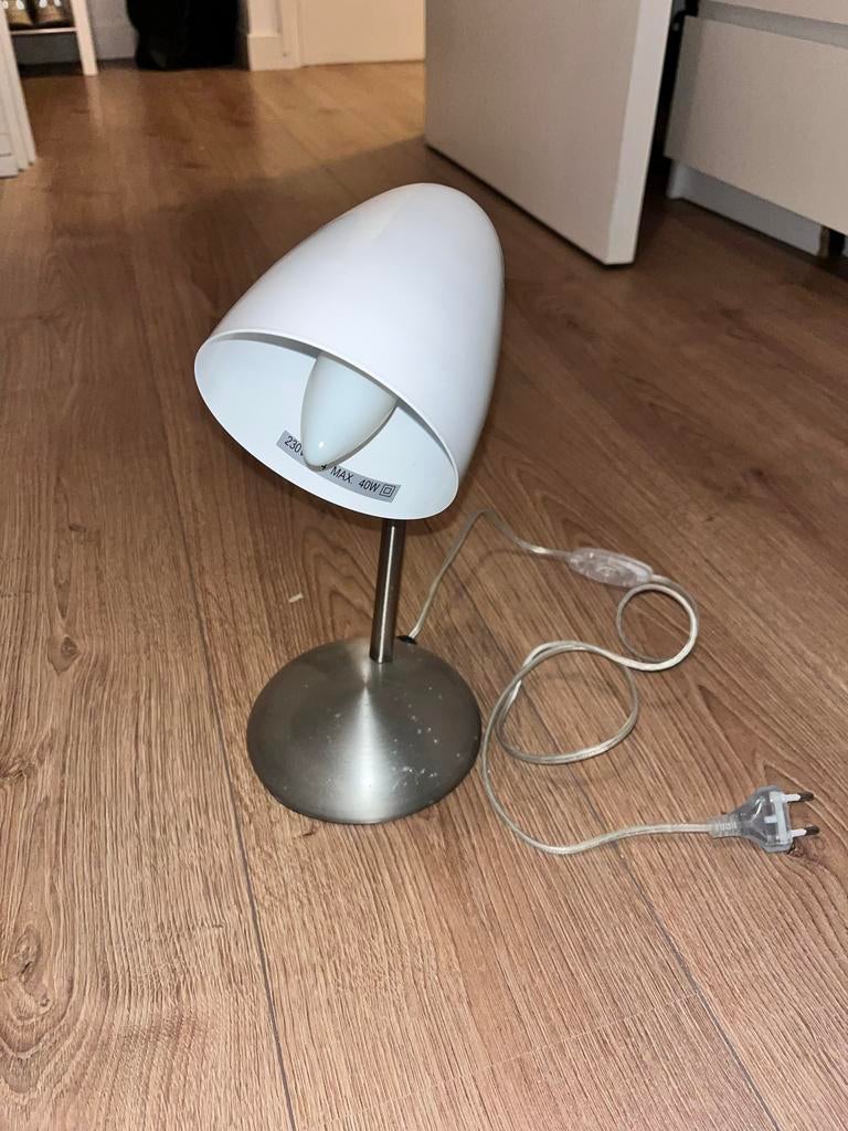 HEMA Bureaulamp RVS met witte kap, Ophalen, Gebruikt, Metaal, Minder dan 50 cm