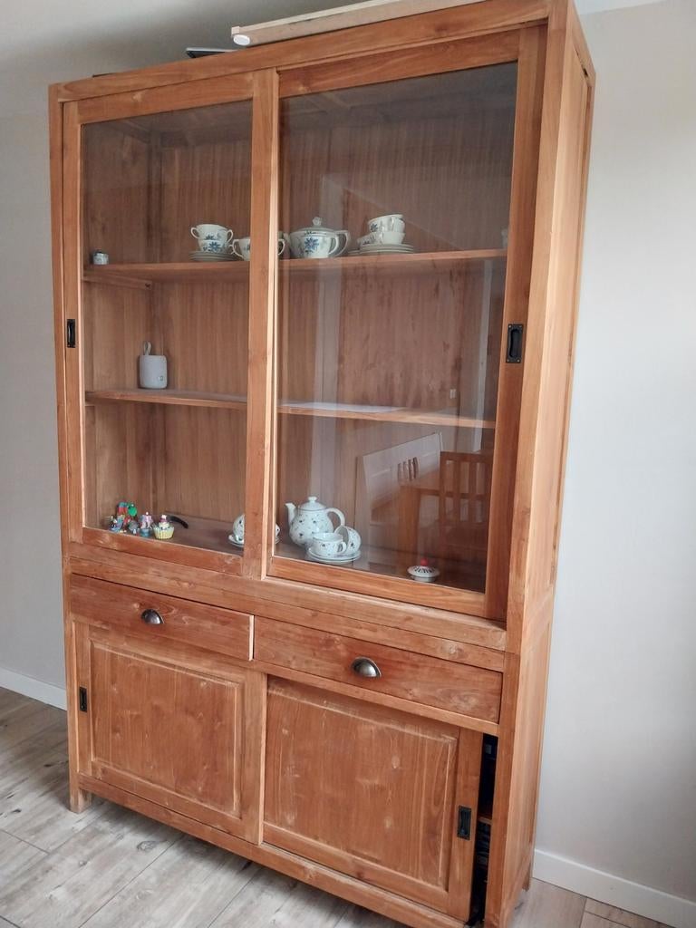 Buffetkast teakhout., Ophalen, 25 tot 50 cm, Teakhout, 200 cm of meer