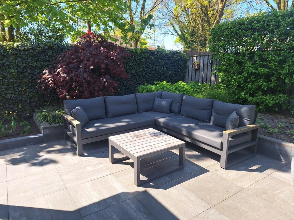 Life Soho loungeset, hoekbank met salontafel, Tuin en Terras, Ophalen, 5 zitplaatsen, Aluminium, Zo goed als nieuw