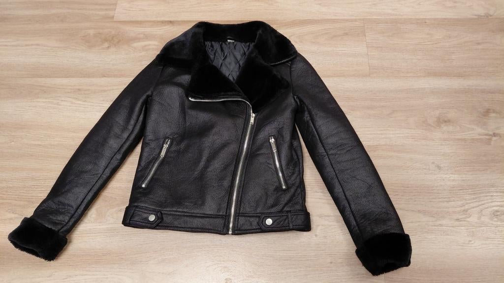 Meisjes bikerjack / tussenjas maat 146-152, Ophalen of Verzenden, Zo goed als nieuw, Maat 34 (XS) of kleiner, Zwart