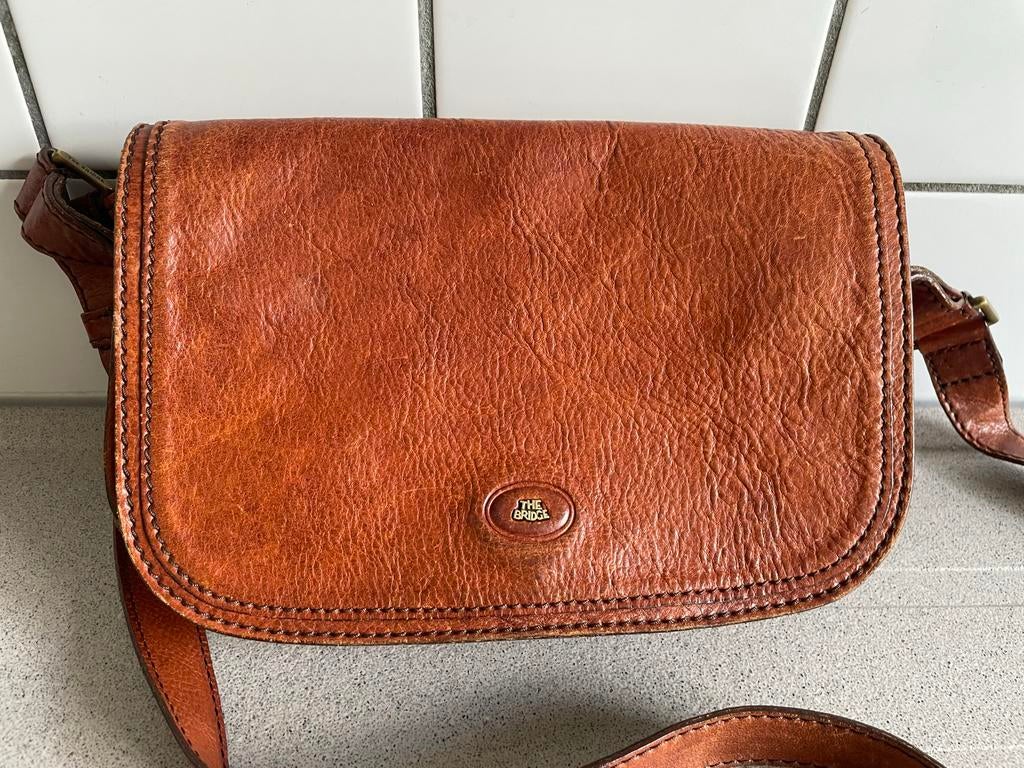 The Brigde lederen schoudertas leer, Ophalen of Verzenden, Zo goed als nieuw, Bruin, Leer