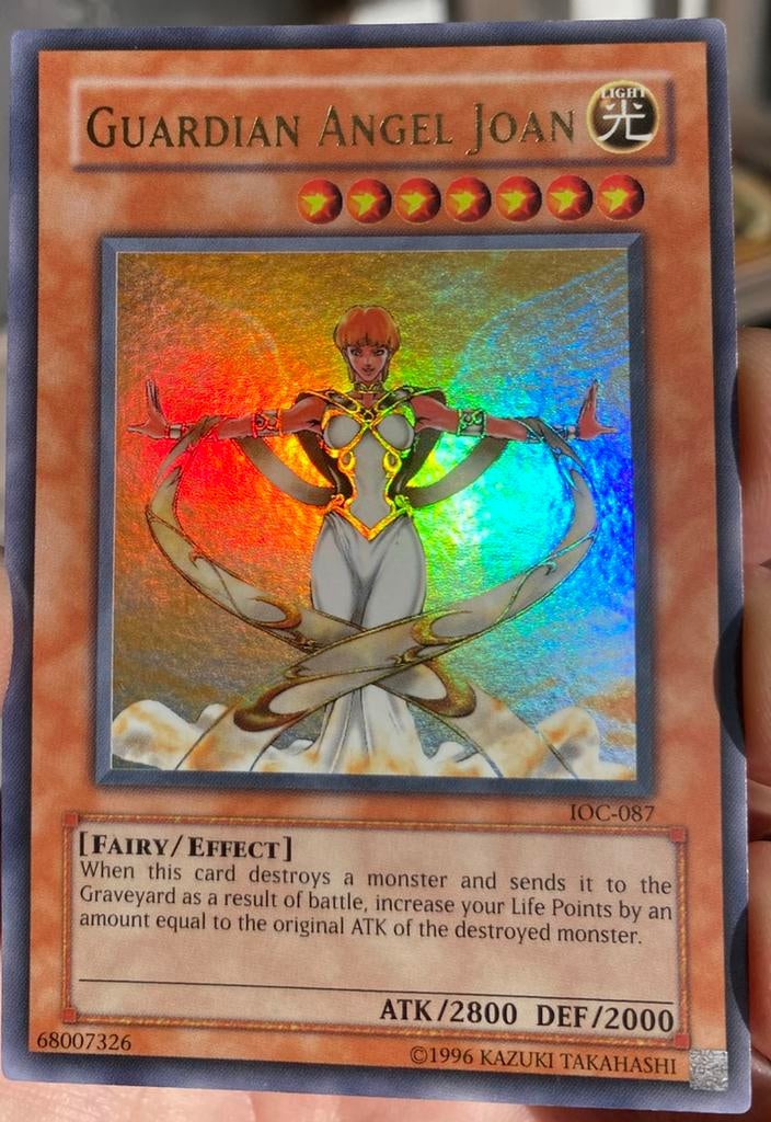 Yu-Gi-Oh! Guardian Angel Joan IOC Old US Print !, Ophalen of Verzenden, Gebruikt, Losse kaart, Foil