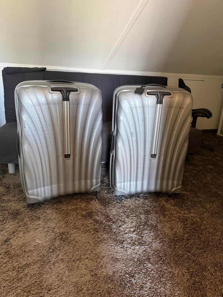 2 stuks Samsonite C-Lite spinner 86 cm, Sieraden, Tassen en Uiterlijk, Koffers, Gebruikt, Hard kunststof, 45 tot 55 cm, Uitschuifbare handgreep