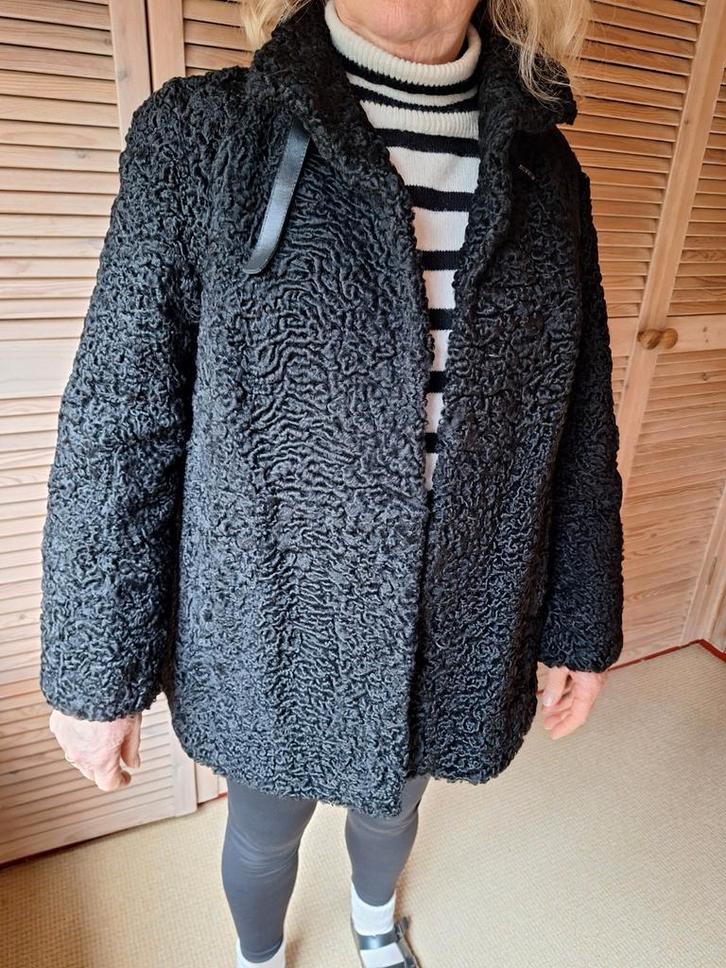 Zwarte bontjas maat 38/40, Kleding | Dames, Jassen | Winter, Zo goed als nieuw, Zwart, Ophalen of Verzenden