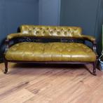 Antiek leren Victoriaans Chesterfield leesbankje, Ophalen of Verzenden