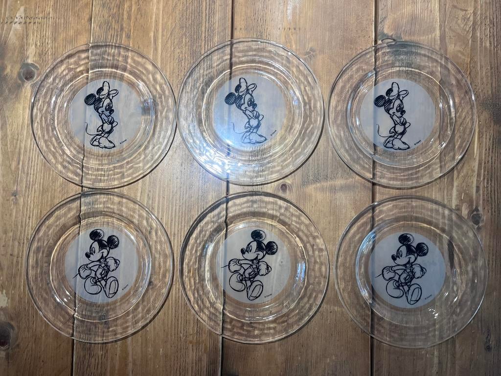 Gebaksbordjes Mickey & Minnie Mouse, Huis en Inrichting, Keuken | Servies, Ophalen, Zo goed als nieuw, Overige stijlen, Bord(en)