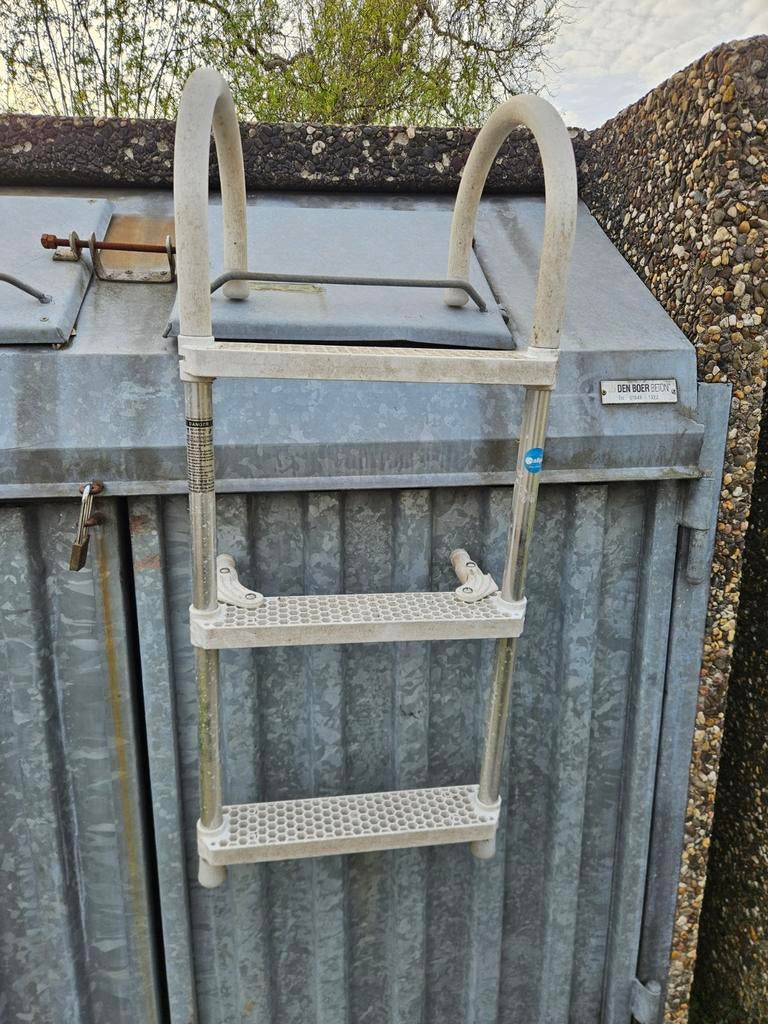 Zwemtrap boot kunststof aluminium 3 treden 90 cm, Ophalen, Gebruikt, Overige typen