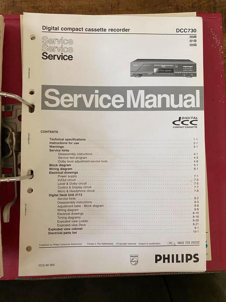 Philips Service Manuals DCC Recorders, Audio, Tv en Foto, Cassettedecks, Overige merken, Ophalen of Verzenden