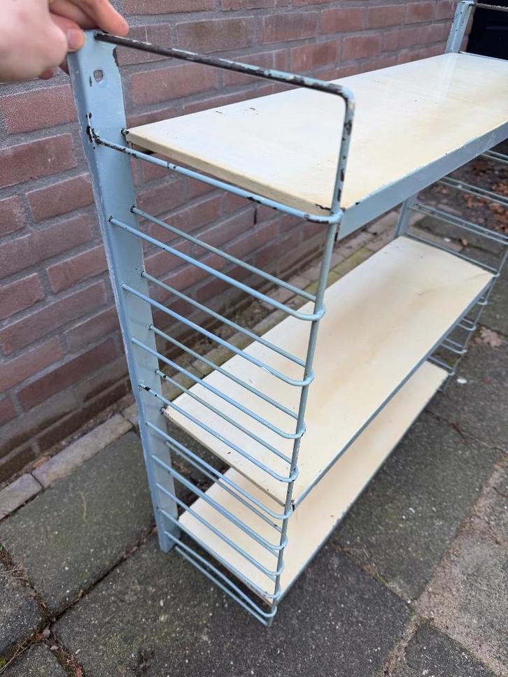 Vintage lichtblauw Tomado wandrek, Huis en Inrichting, Woonaccessoires | Wandplanken en Boekenplanken, Gebruikt, Ophalen