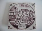 Antieke Tegel met Bijbelse voorstelling - GEN: 19: 1, Antiek en Kunst, Ophalen of Verzenden