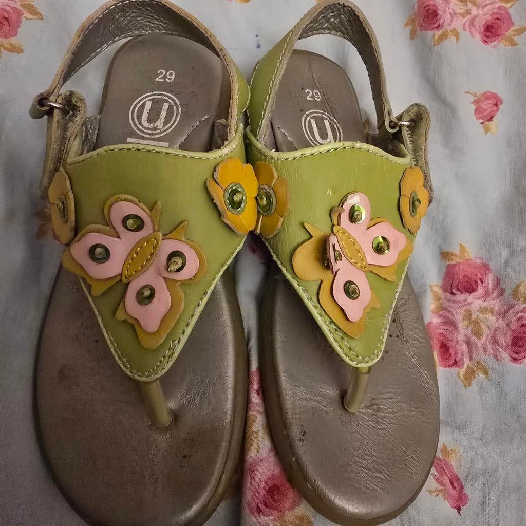 Leren teenslippers 29, Gebruikt, Meisje, Schoenen, Ophalen of Verzenden