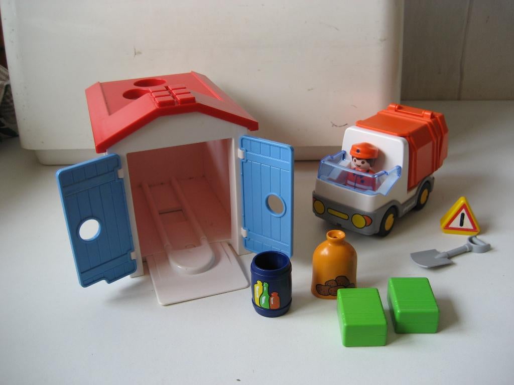 123 playmobil vormen garage met vuilnis auto, Kinderen en Baby's, Speelgoed | Playmobil, Ophalen of Verzenden, Zo goed als nieuw