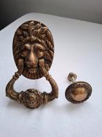 Oude deurklopper leeuw met klop stukje., Ophalen of Verzenden