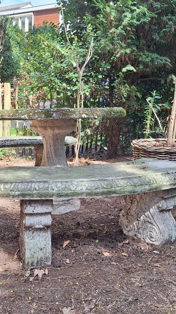 Betonnen tuinset vintage, Ophalen of Verzenden, Bank, Tuinset