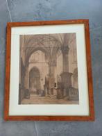 Johannes bosboom schilderij kerkinterieur sepia, Ophalen of Verzenden