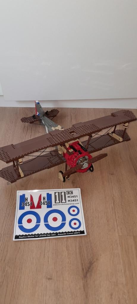 Lego dubbeldekker vliegtuig 3451 sopwith camel compleet zgan, Ophalen, Overige thema's, Lego, Zo goed als nieuw