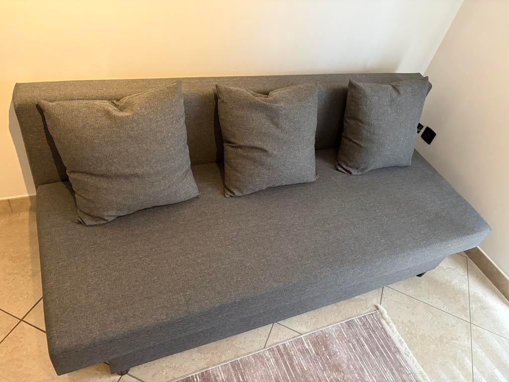 Zit slaapbank, Ophalen, Tweepersoons, Zo goed als nieuw, Grijs