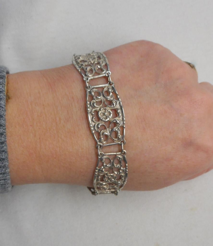 Zilveren mooie Art Nouveau armband gesigneerd nr.1389, Verzenden, Zilver, Armband