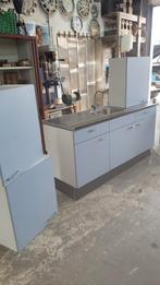 Blauwe keuken met Spoelbak, Gebruikt, Blauw, Hoekkeuken, Ophalen of Verzenden