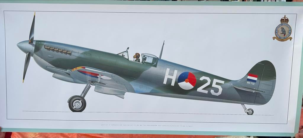Poster Spitfire 322 SQN - Nederlandse Luchtmacht, Ophalen, Rechthoekig Liggend, Nieuw, A1 t/m A3