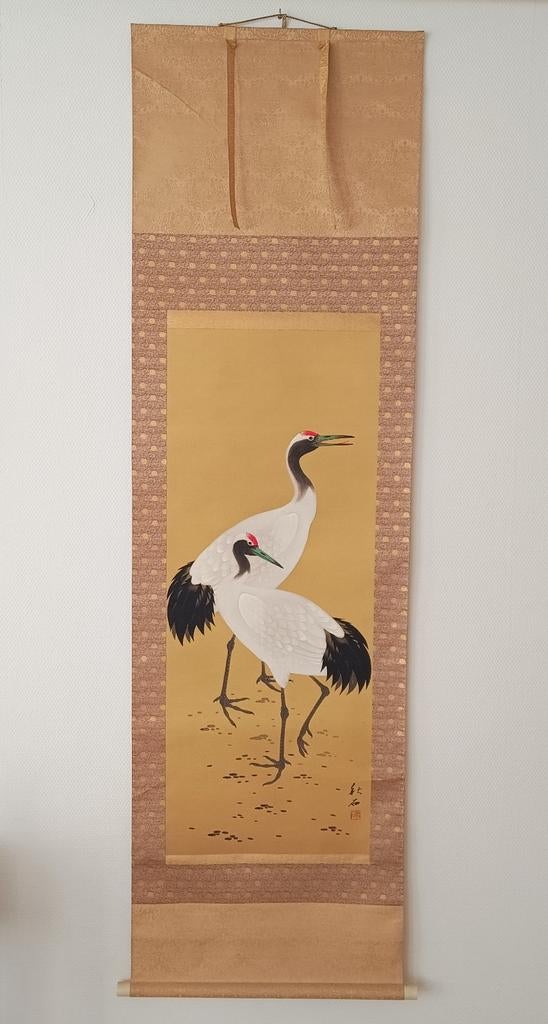 Japanse hangende scroll rolschildering kraanvogels, Ophalen of Verzenden