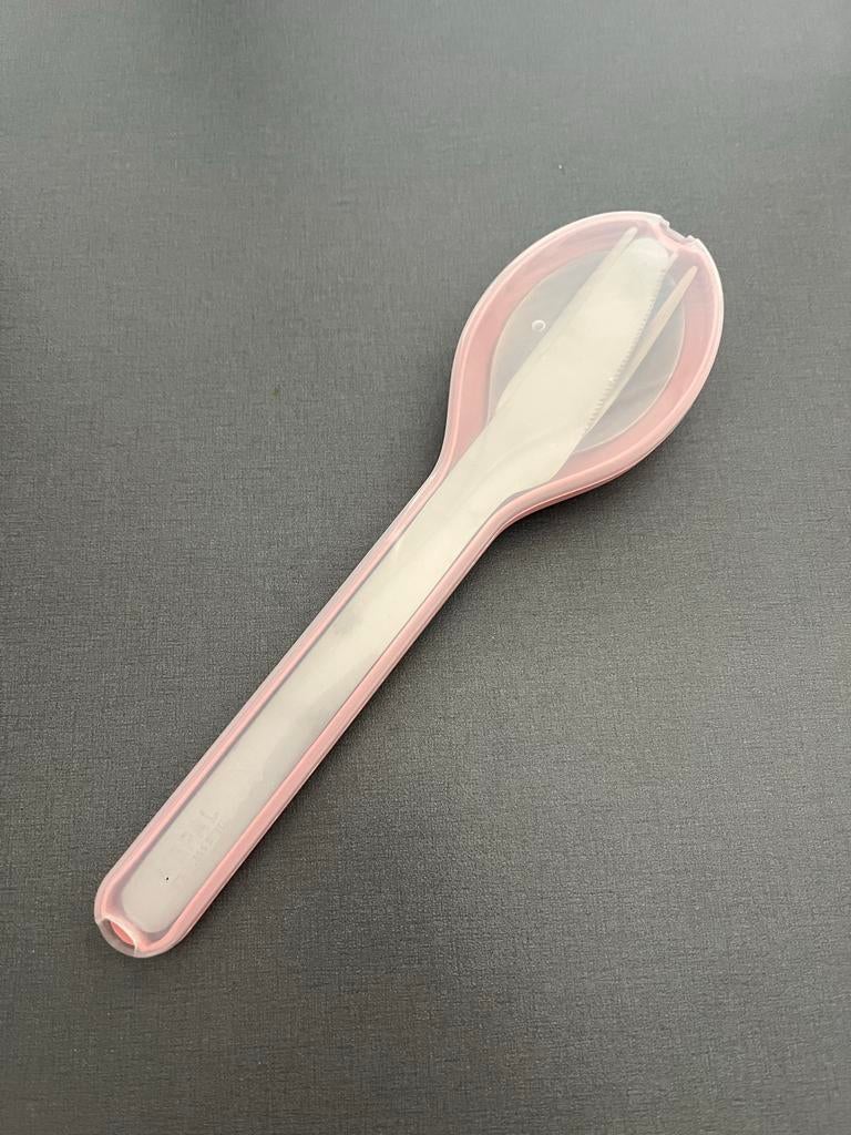 Mepal besteksetje met hoesje, Ophalen of Verzenden, Gebruikt, Rvs of Chroom, Bestekset