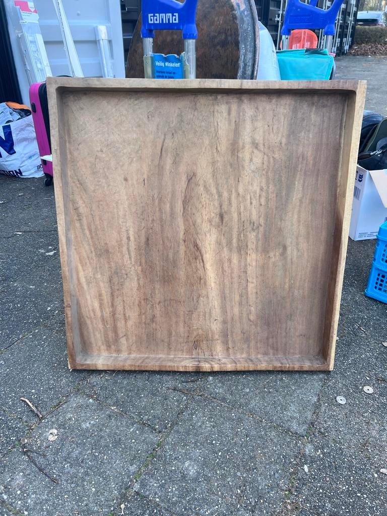 Houten dienblad 80 cm, Huis en Inrichting, Woonaccessoires | Dienbladen, Ophalen, Zo goed als nieuw, Vierkant, Hout