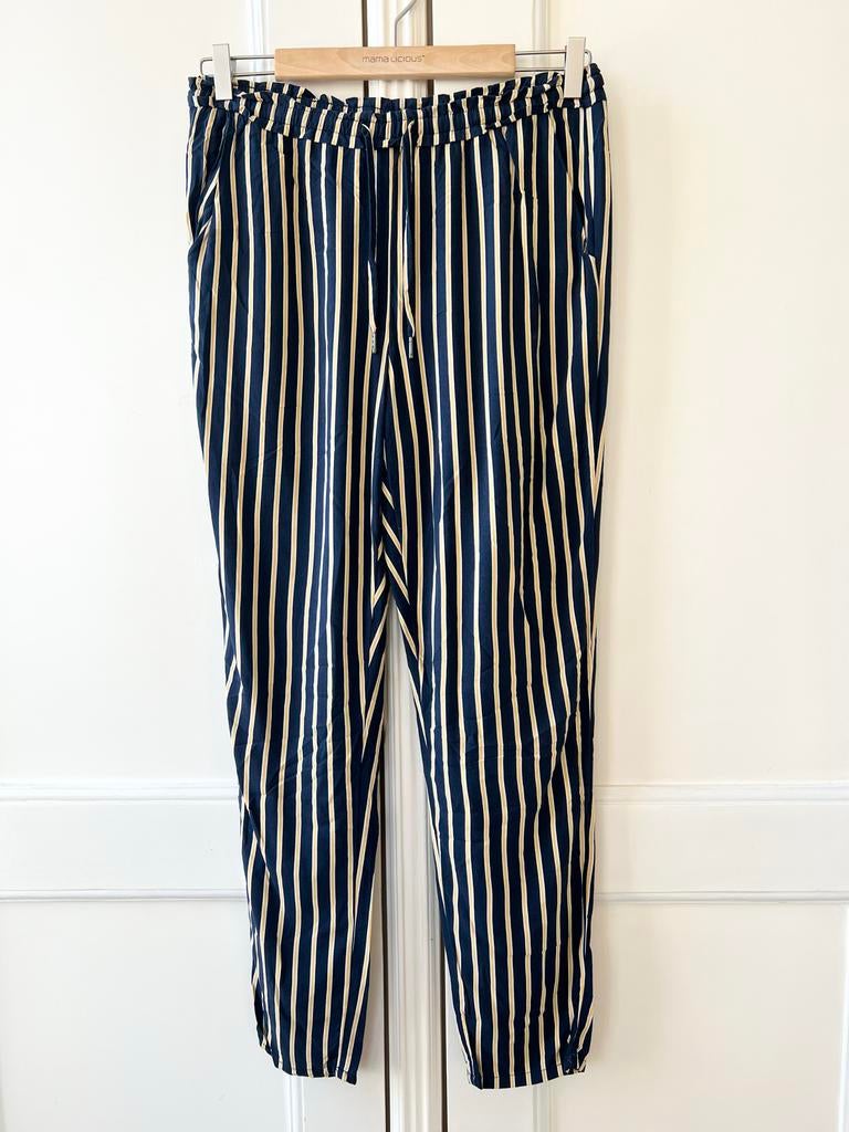 Kiabi broek donkerblauw met geel/witte streep, maat 40, Maat 38/40 (M), P, Blauw, P