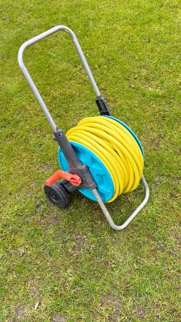 Tuinslang (50 m) op trolley, Tuin en Terras, Tuinslangen, Ophalen, Zo goed als nieuw, Tuinslang