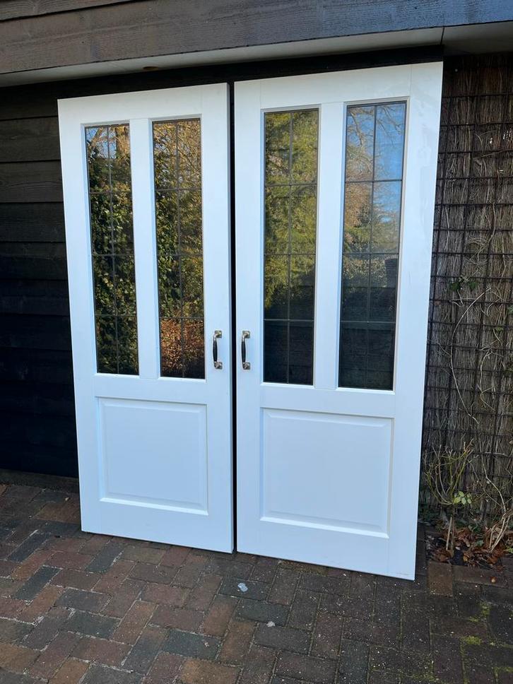 2 massieve glas in lood deuren - 78 x 202 cm, Doe-het-zelf en Verbouw, Deuren en Horren, Gebruikt, Binnendeur, 200 tot 215 cm